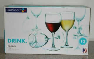 Luminarc Clear Wine Glasses Nuance Goblets 10.  5 Oz Case Of 12,  7 " Tall,  3 " Wide