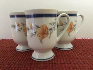Princess House Exclusive Fine Porcelain California Poppy Coffee Cups Set Of 3