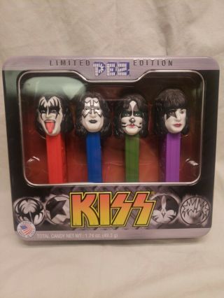 Kiss Limited Edition Pez Metal Tin Simmons Stanley Criss Frehley Wall Display