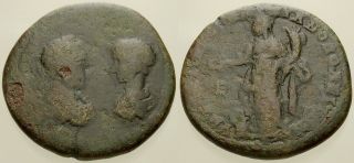 038.  Roman Bronze Coin.  Macrinus & Diadumenian,  Ae - 27.  Moesia Inferior.  Homonia
