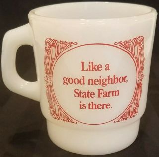 Vintage Fire King State Farm Coffee Mug Cup Like A Good Neighbor Advertising 2