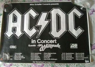 Vintage Ac/dc In Concert Guests: Whitesnake In Germany Poster 33 " X 23 "