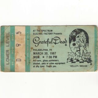 Grateful Dead Concert Ticket Stub Philadelphia Pa 3/30/87 The Spectrum Rare