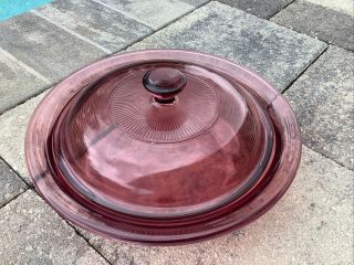 Visions 1 Quart Cranberry Casserole Bowl Dish With Glass Lid,  V - 31 - B Corning