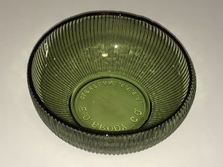 Vintage E.  O Brody Co.  Green Ribbed Depression Glass Bowl 6 " Cleveland Oh.  U.  S.  A.