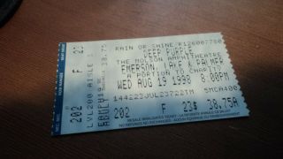 Deep Purple - Emerson,  Lake & Palmer Concert Ticket Stub - Toronto,  Aug.  19,  1998