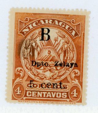 Nicaragua 1907 Bluefields 5¢/4¢ Type 2 Abnc Scott 1l46 H331