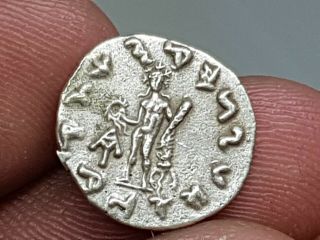 Rare Indo Greek Ancient Silver Drachma Coin Dikaiou 1,  8 Gr 15 Mm