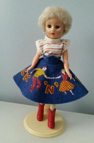 Vintage Fashion Doll Blonde 10 Inch Walker Sleepy Eyes Clothes Shoes Hats Stand