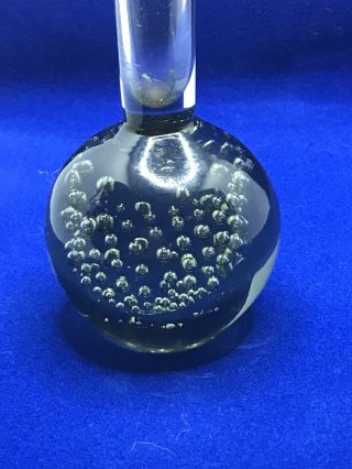 Vintage Hand Blown Art Glass Smoke Controlled Bubble Bud Vase/Paperweight. 3
