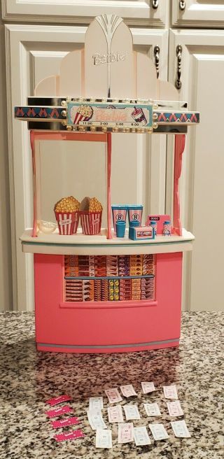 Barbie Movie Theater With Magical Screen Plus Snack Bar Playset Mattel 1995 2