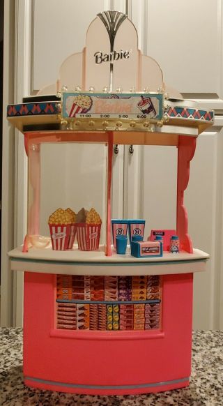 Barbie Movie Theater With Magical Screen Plus Snack Bar Playset Mattel 1995 3