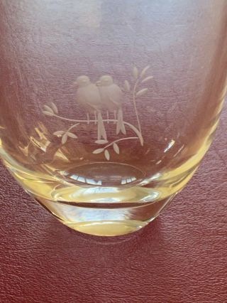 Vintage Orrefors Crystal Art Glass Vase With Etched Birds Signed & 4 - 1/2 