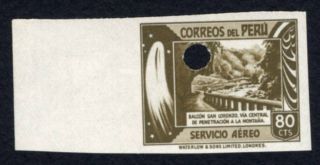 Peru 1938 Airmail Definitive Stamp Imperforate Value 80 Cts Mnh Proof Rare R R