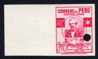 Peru 1938 Airmail Definitive Stamp Imperforate Value 20 Cts Mnh Proof Rare R R