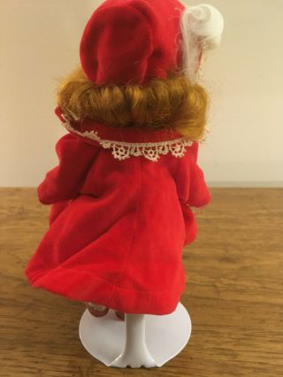 Vintage Vogue Ginny Doll in her Tagged Grey Dress,  Red Coat and hat with Feather 3