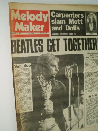 Melody Maker Pop Paper.  16th Feb.  1974.  Van Morrison. ,  The Beatles,