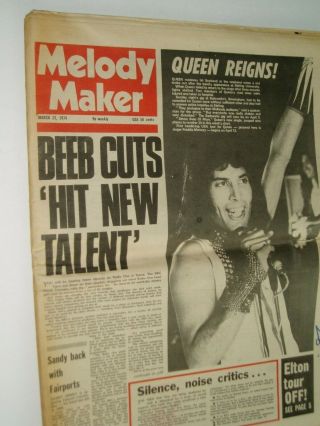 Melody Maker Pop Paper. ,  23rd March 1974.  Queen Freddie Mercury Cover