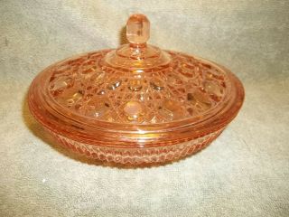 Vintage Pink Depression Windsor Glass Candy Dish Bowl With Lid