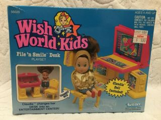1987 Vintage Kenner Wish World Kids File N Smile Desk Figure Play Set