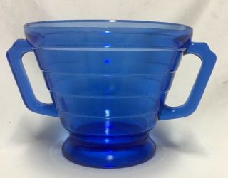 Hazel Atlas Moderntone Cobalt Blue Depression Glass,  Open Sugar Bowl