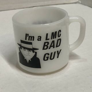 " I Had A Bad Idea " Fire King/anchor Hocking Milk Glass Advertising Mug Lmc Guy