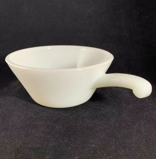 4 X Vintage Anchor & Hocking (usa) Oven - Proof Milk Glass Soup Bowls With Handle.