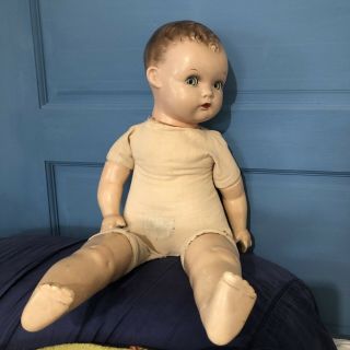 Vintage Ideal Baby Doll Molded Hair Sleepy Eyes Cloth Body Composition 23 " Doll