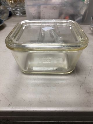 Vintage Clear Pyrex Square T.  M.  Reg Refrigerator Dish 662 With Lid