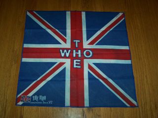 The Who 1982 American Tour Cloth Union Jack Bandana 21 " X 20 " Flag Banner In Vgc