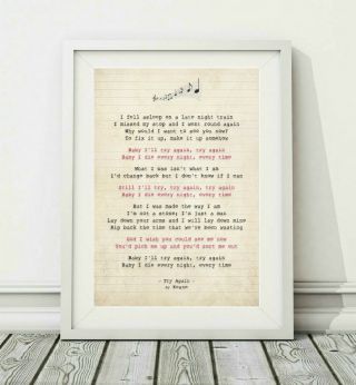 180 Keane - Try Again - Song Lyric Art Poster Print - Sizes A4 A3