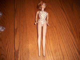 1950 Pre Barbie Pat.  Pend.  Bubble Cut Red Head With Swimsuit And Dress