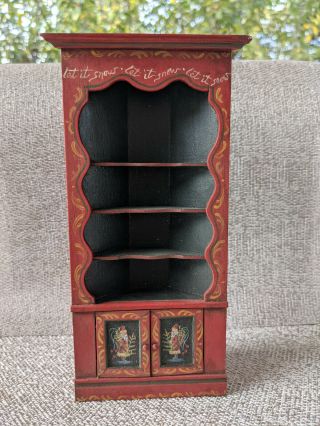1:12 Miniature Doll House Corner Cabinet - Painted By Pamela Scott - Christmas