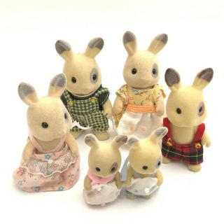 Vintage 1980’s Tomy Sylvanian Families Figures - Corntop Rabbits,  Babies X6