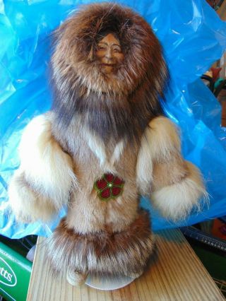 Nayukpuk 16 Tall Eskimo Doll Real Fur Hand Made In Alaska
