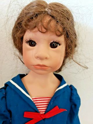 Julie Good Kruger Vinyl Doll Blue Sailor Dress Brown Eyes Brunette Eyelashes