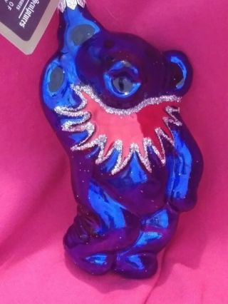 Vintage Grateful Dead Blue Dancing Bear Ornament.  Made In Poland.  Org Box