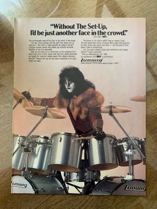Kiss - Eric Carr - Vintage Ludwig Drums Promo A4 Ad Mini Poster 1982 Aucoin Ex