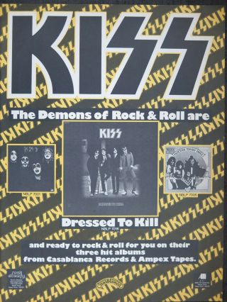 Kiss " Dressed To Kill " Full - Page Us Ad 1975,  Bonus