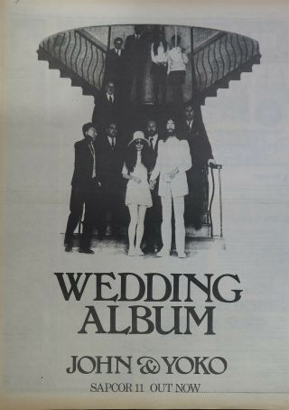 John Lennon Yoko Ono " Wedding Album " Full - Page Uk Ad 1969,  Bonus