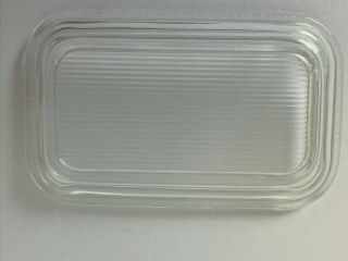 Vintage Arcoroc France Clear Glass Refrigerator Dish Lid Only Ribbed 6.  5 " X 4 "