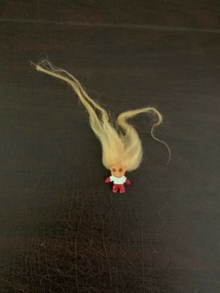 Vintage Red And White Troll Pencil Topper Doll 1960s