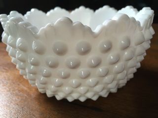 Vintage Collectible Fenton White Milk Glass Hobnail 5” Bowl