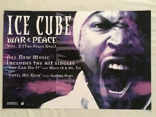 Ice Cube 2000 Promo Poster War And Peace Vol.  2 Priority Records Nwa Rap Hip Hop