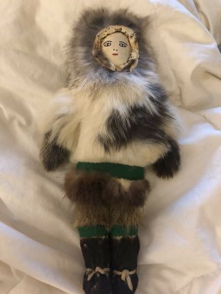Vintage Memeluck Fur Doll Company Alaskan Inuit Eskimo Real Fur Collector Doll