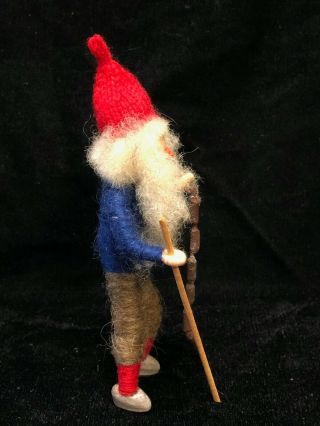 Vintage Wool Yarn Wrapped Wire Doll with Cloth Face Knit Hat w Sausages 5 