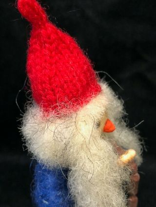 Vintage Wool Yarn Wrapped Wire Doll with Cloth Face Knit Hat w Sausages 5 