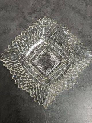 Vintage Crystal Clear Depression Glass Candy Dish Trinket Tray