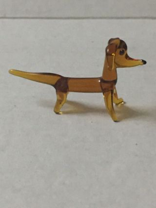 Murano Glass,  Lauscha,  Bimini:small Glass Sausage Dog,  Dachshund Dog Ornament