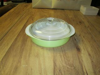 Vintage Pyrex Casserole Dish With Lid,  Light Green 10 X 8 3/4 "